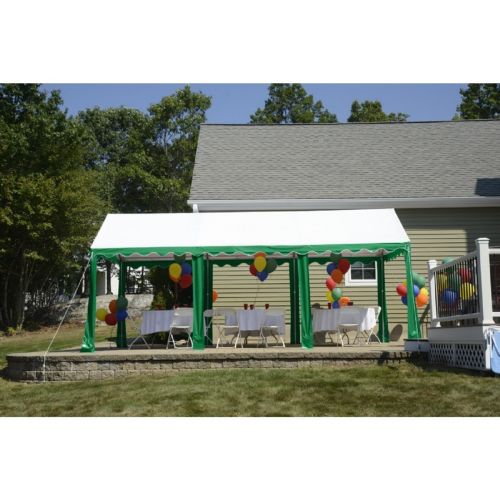 10x20 Party Tent, 8-Leg Steel Frame, White/Green 25889
