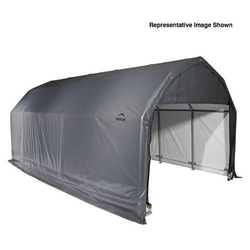 Barn Style Storage Shelter, 2" Frame, Gray Cover 12 × 28 × 9 ft. 97253
