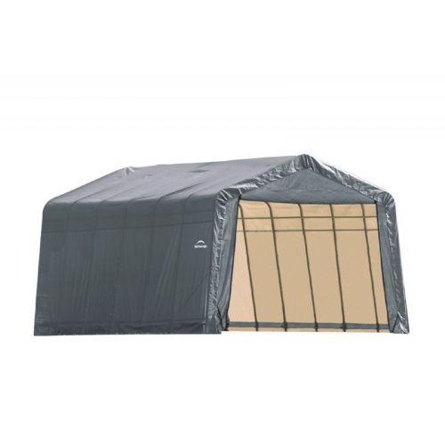 Peak Style Storage Shelter, 1-5/8" Frame, Gray Cover 13 × 28 × 10 ft. 90243