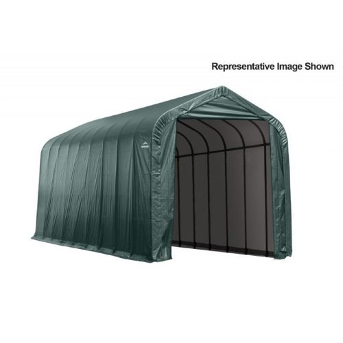 Peak Style Storage Shelter, 2-3/8" Frame, Green Cover 15 × 44 × 16 ft. 95944