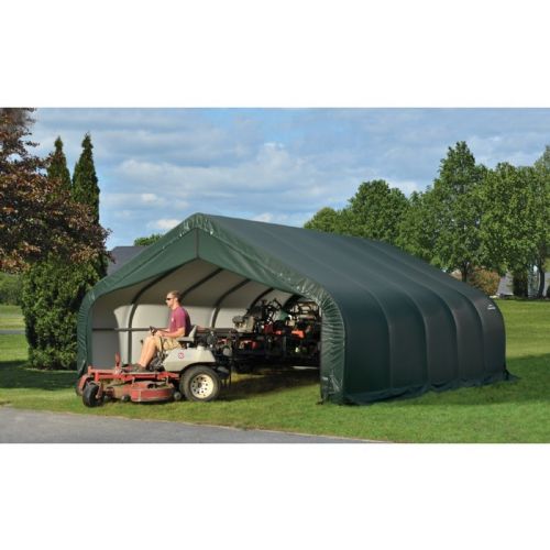 Peak Style Storage Shelter, 2-3/8" Frame, Green Cover 18 × 20 × 10 ft. 80044