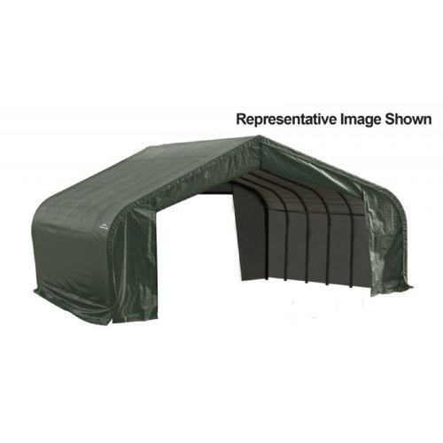 Peak Style Storage Shelter, 2-3/8" Frame, Green Cover 22 × 28 × 13 ft. 82244