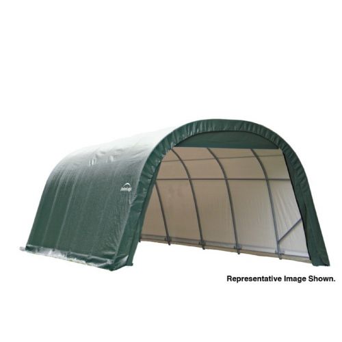 Round Style Storage Shelter, 1-5/8" Frame, Green Cover 12 × 24 × 8 ft. 72342