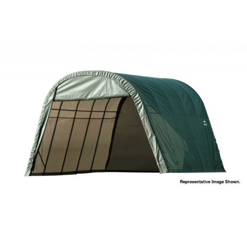 Round Style Storage Shelter, 1-5/8" Frame, Green Cover 13 × 28 × 10 ft. 90234