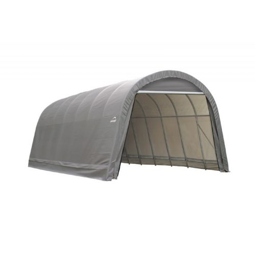 Round Style Storage Shelter, 2-3/8" Frame, Gray Cover 14 × 28 × 12 ft. 95333