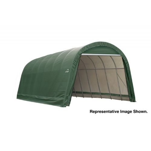 Round Style Storage Shelter, 2-3/8" Frame, Green Cover 14 × 20 × 12 ft. 95341