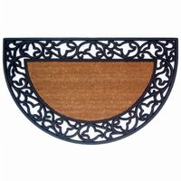 Wrought Iron Rubber Coir Mat with Acanthus Border 22" × 36" Half Round NH-18022