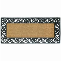 Wrought Iron Rubber Coir Mat with Acanthus Border 24" × 57" NH-18019