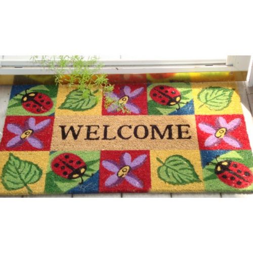 SuperScraper Vinyl Coir Doormat with Ladybug Welcome 18" × 30" NH-33012