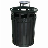 Witt Outdoor Trash Receptacle 36 Gal. Black Steel with Ash Top - Decorative W-M3600-R-AT