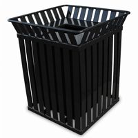 Witt Outdoor Trash Receptacle with flat top 36 Gal. Black Steel W-M3601-SQ-FT