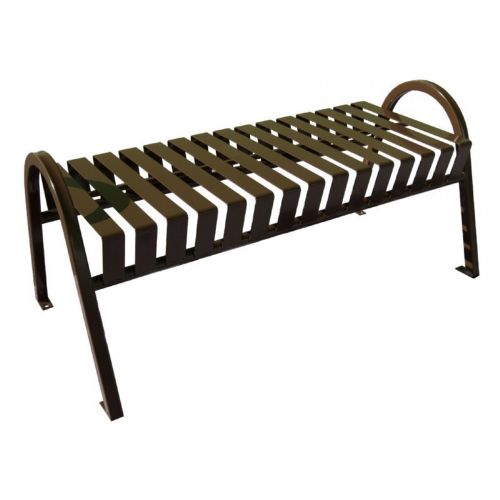 Witt Backless Outdoor Bench Brown Steel 4 Feet Curved W-M4-BBC-BN