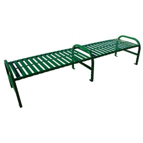 Witt Backless Outdoor Bench Green Steel 8 Feet Straight with Center W-M8-BBS-ARM-GN
