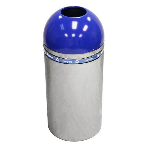 Witt Indoor Decorative Dometop Recycling Containers 15 Gal. Chrome with Blue Accents Steel W-415DT-44R-BL