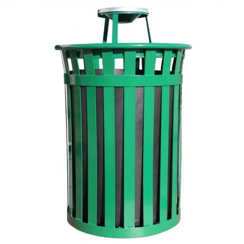 Witt Outdoor 50 Gal. Trash Receptacle Green Steel with Ash Top W-M5001-AT-GN