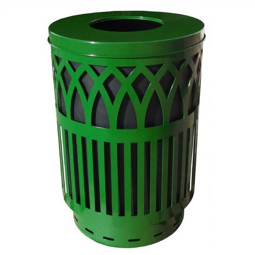 Witt Outdoor Covington Can 40 Gal. Green Steel with Flat Top W-COV40P-FT-GN