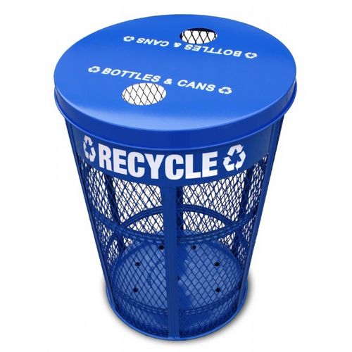Witt Outdoor Expanded Metal Recycling 48 Gal. Blue Steel W-EXP-52NPBL-FTR