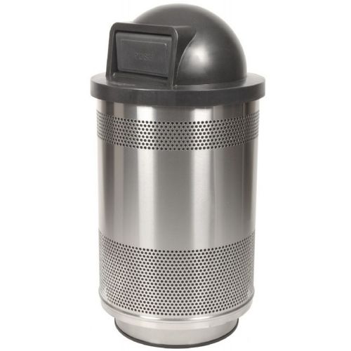Witt Outdoor Perforated Receptacle 55 Gal. Stainless Steel with Dome Top W-SC55-01-SS-DT
