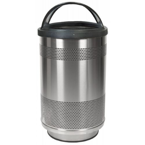 Witt Outdoor Perforated Receptacle 55 Gal. Stainless Steel with Hood Top W-SC55-01-SS-HT