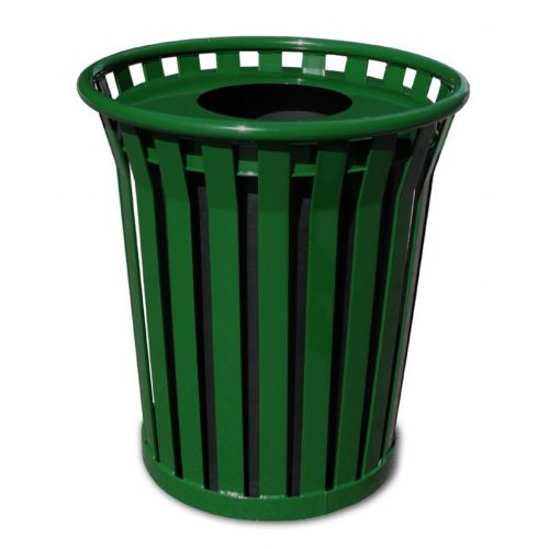 Witt Outdoor Trash Receptacle 24 Gal. Green Steel with Flat Top - Wydman W-WC2400-FT-GN