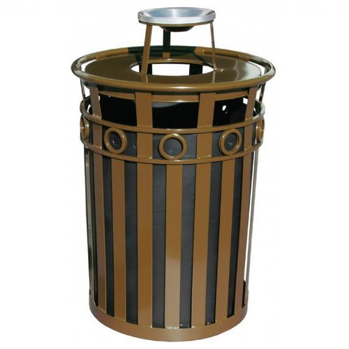 Witt Outdoor Trash Receptacle 36 Gal. Brown Steel with Ash Top - Decorative W-M3600-R-AT-BN