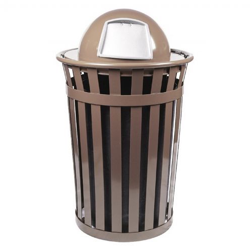 Witt Outdoor Trash Receptacle 36 Gal. Brown Steel with Dome Top W-M3601-DT-BN