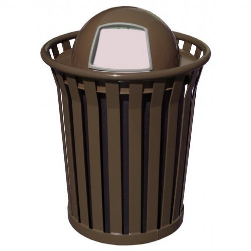 Witt Outdoor Trash Receptacle 36 Gal. Brown Steel with Dome Top - Wydman W-WC3600-DT-BN