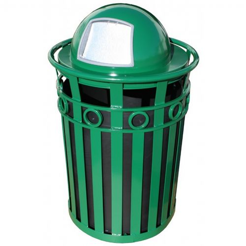 Witt Outdoor Trash Receptacle and 36 Gal. Green Steel with Dome Top W-M3600-R-DT-GN