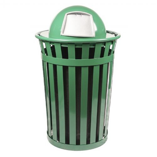 Witt Outdoor Trash Receptacle 36 Gal. Green Steel with Dome Top W-M3601-DT-GN