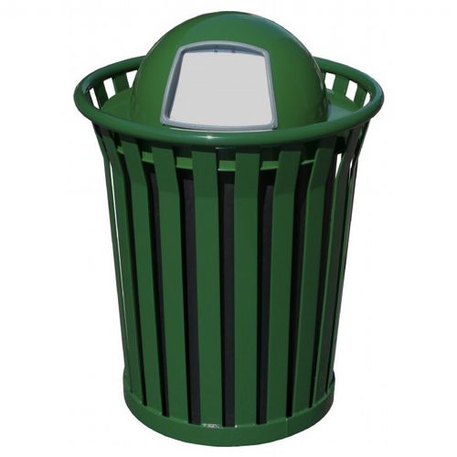 Witt Outdoor Trash Receptacle 36 Gal. Green Steel with Dome Top - Wydman W-WC3600-DT-GN