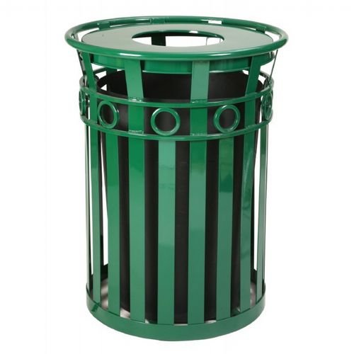 Witt Outdoor Trash Receptacle 36 Gal. Green Steel with Flat Top - Decorative W-M3600-R-FT-GN
