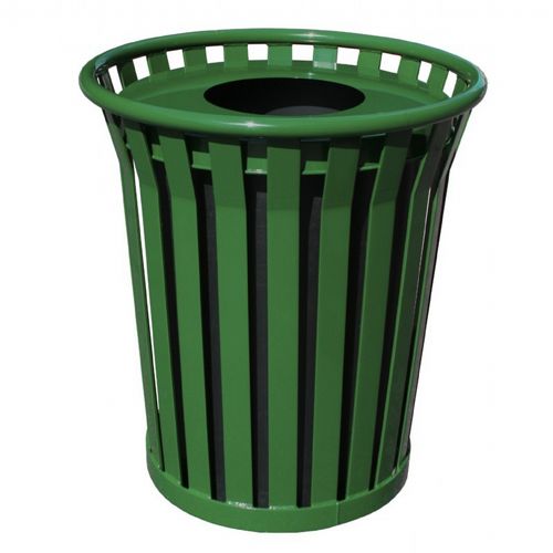 Witt Outdoor Trash Receptacle 36 Gal. Green Steel with Flat Top - Wydman W-WC3600-FT-GN