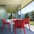 Air Maya Square Outdoor Dining Set with White Table and 4 Red Chairs ISP6851S