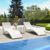 Slim Stacking Pool Lounger White with Canvas Taupe Paddings Set of 2 ISP0872C-WHI-CTA #3