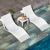 Slim Stacking Pool Lounger White with Canvas Taupe Paddings Set of 2 ISP0872C-WHI-CTA #4