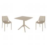 Air Dining Set with Sky 31" Square Table Taupe ISP1060S