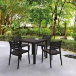 Artemis Resin Square Outdoor Dining Set 5 Piece with Arm Chairs Brown ISP1642S
