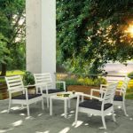 Artemis XL Outdoor Club Seating set 5 Piece White with Charcoal Cushion ISP004S5