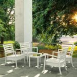 Artemis XL Outdoor Club Seating set 5 Piece White with Natural Cushion ISP004S5