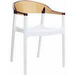 Carmen Dining Armchair White with Transparent Amber Back ISP059