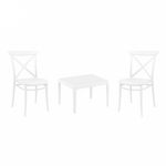 Cross Conversation Set with Sky 24" Side Table White S254109