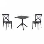 Cross Dining Set with Sky 27" Square Table Black S254108