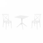 Cross Dining Set with Sky 27" Square Table White S254108