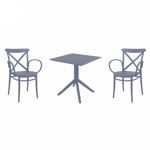 Cross XL Dining Set with Sky 27" Square Table Dark Gray S256108