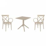Cross XL Dining Set with Sky 27" Square Table Taupe S256108