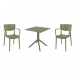 Lisa Dining Set with Sky 27" Square Table Olive Green S126108