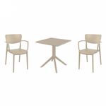 Lisa Dining Set with Sky 27" Square Table Taupe S126108