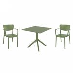 Lisa Dining Set with Sky 31" Square Table Olive Green S126106