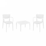 Loft Conversation Set with Sky 24" Side Table White S128109