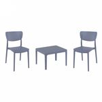 Lucy Conversation Set with Sky 24" Side Table Dark Gray S129109